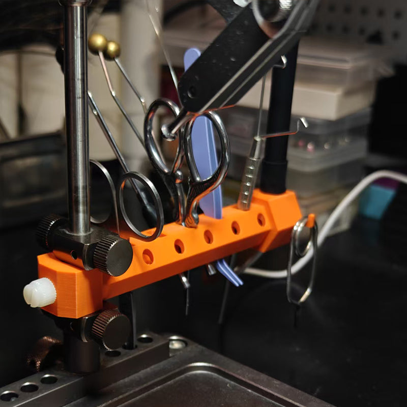 Magnetic Fishing Rod Holder with Fly Tying Tools Hackle Gauge Line Holder Bead and Bare Hook Tray-Plier Type