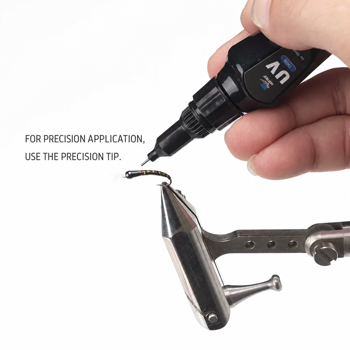 Applying UV resin with the precision tip