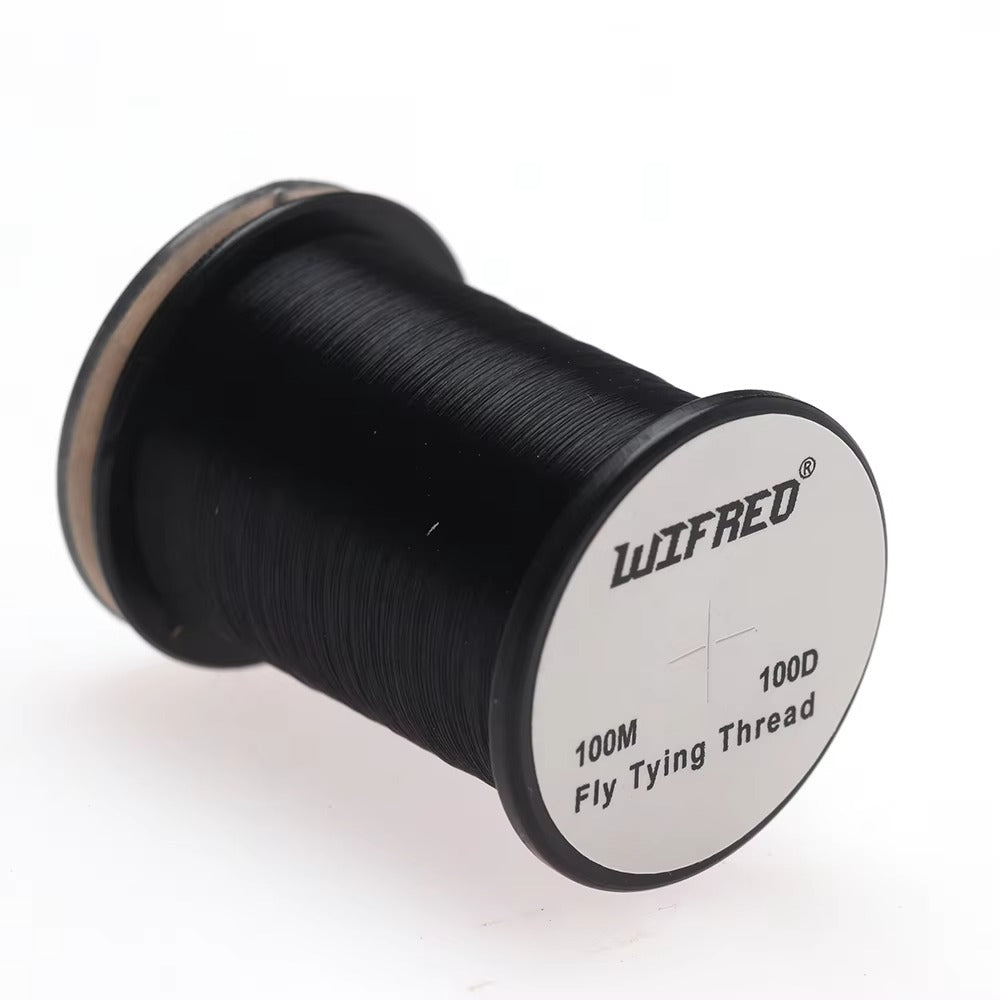 Wifreo 100D nylon fly tying thread in black, 100m single spool