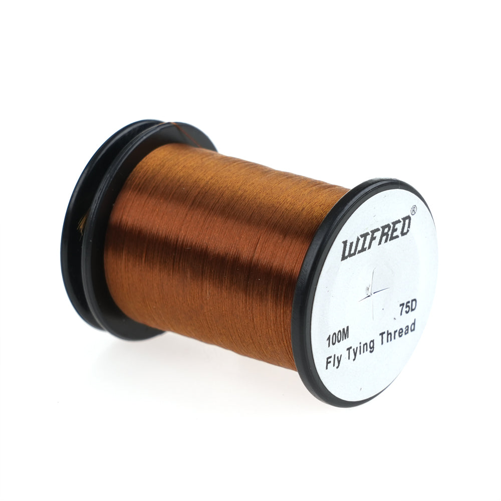 Wifreo 75D nylon fly tying thread in brown, 100m single spool