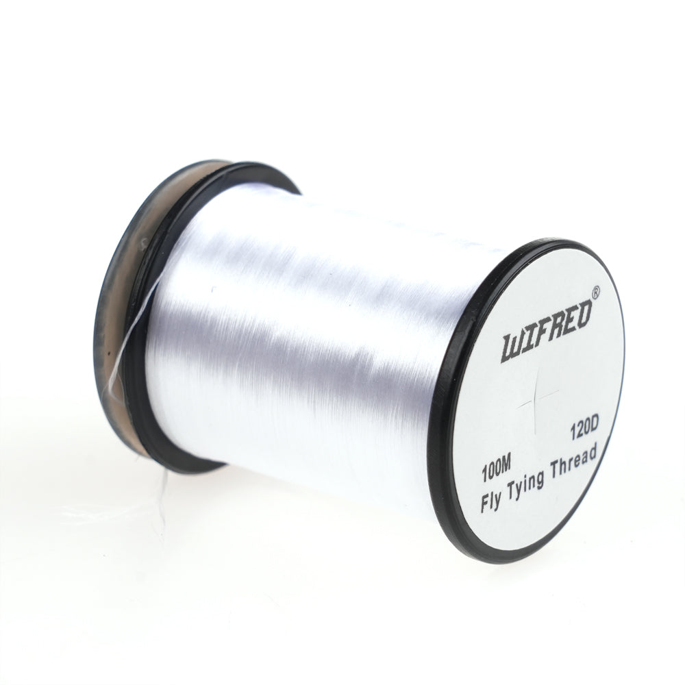 Wifreo 120D nylon fly tying thread in white, 100m single spool