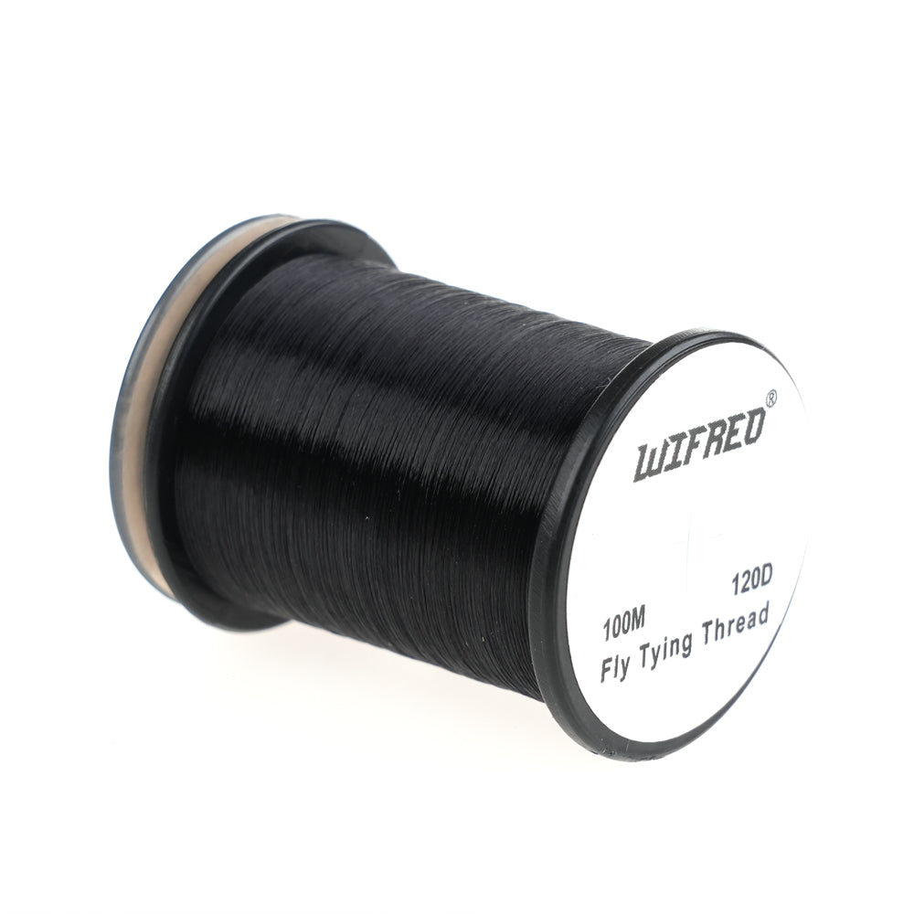 Wifreo 120D nylon fly tying thread in black, 100m single spool