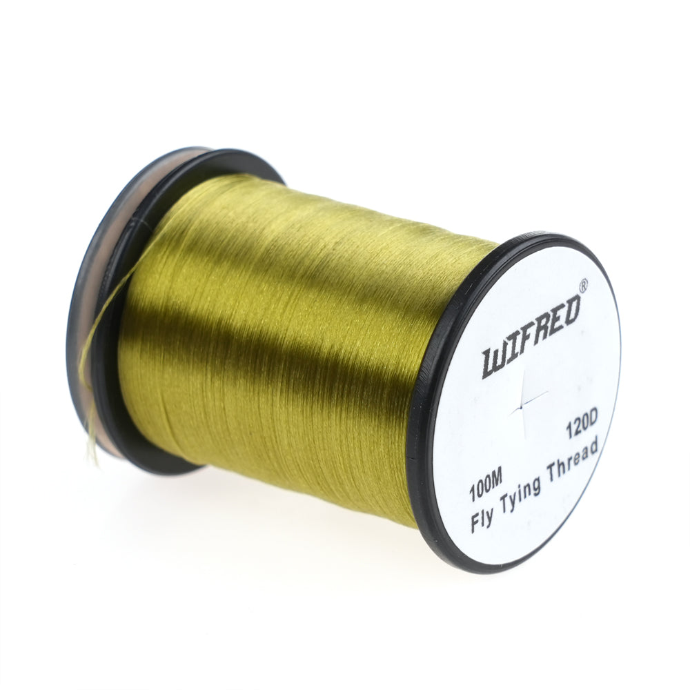 Wifreo 120D nylon fly tying thread in olive, 100m single spool