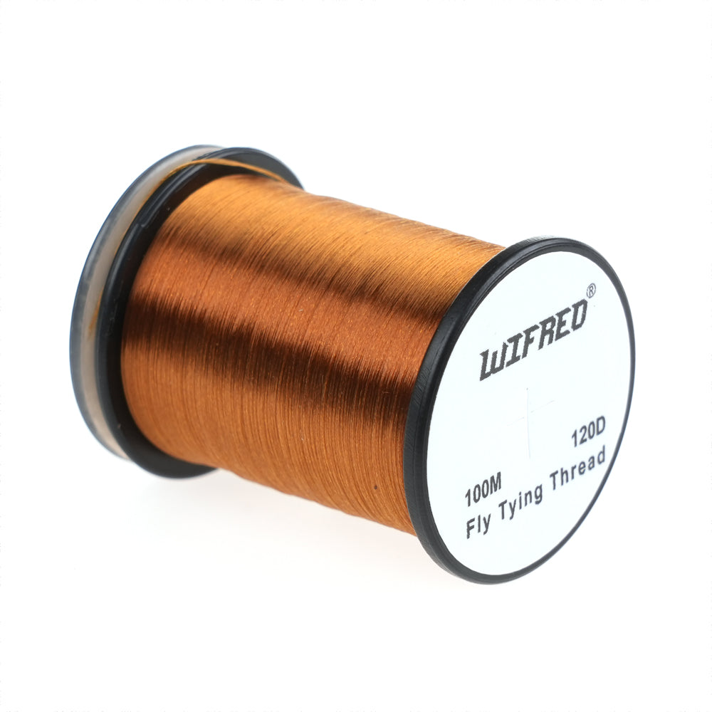 Wifreo 120D nylon fly tying thread in brown, 100m single spool