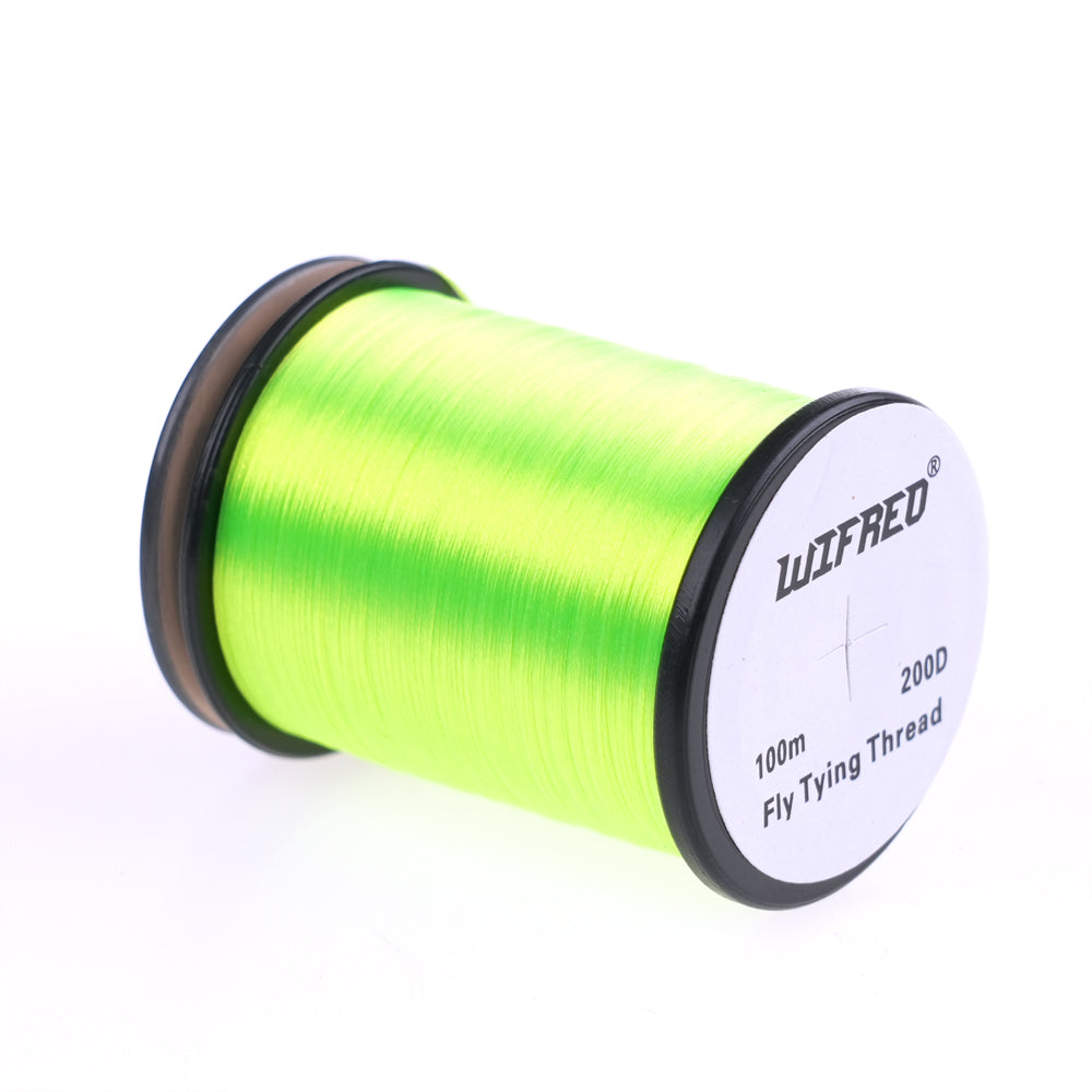 Wifreo 200D nylon fly tying thread in chartreuse, 100m single spool