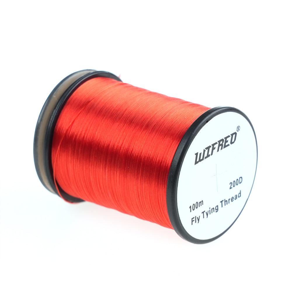 Wifreo 200D nylon fly tying thread in red, 100m single spool