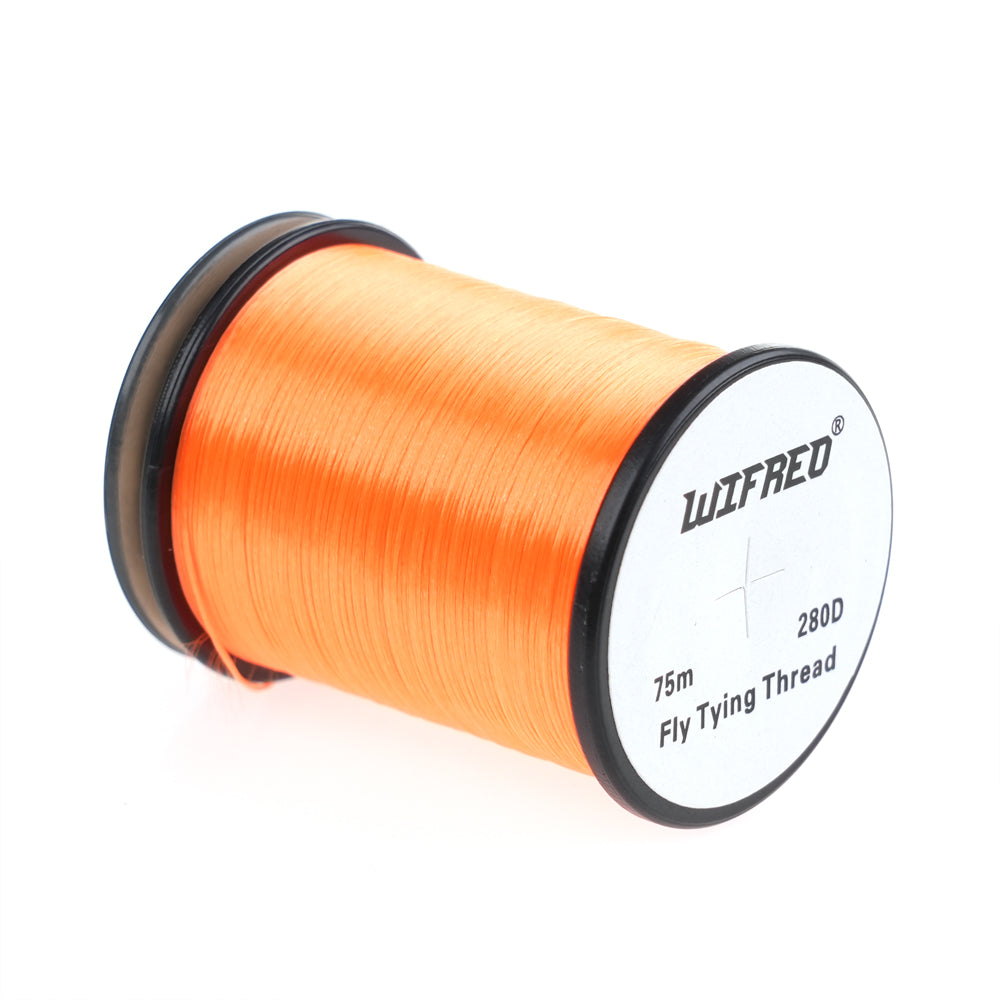 Wifreo 280D nylon fly tying thread in orange, 75m single spool