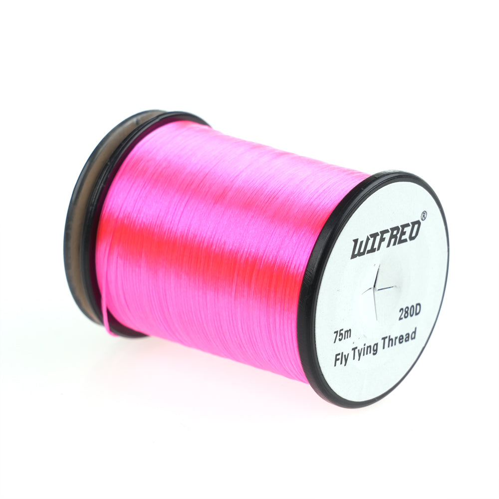Wifreo 280D nylon fly tying thread in pink, 75m single spool
