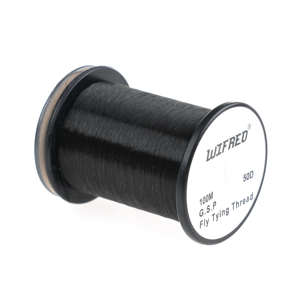 WIFREO 50D GSP fly tying thread in Black, 100m single spool