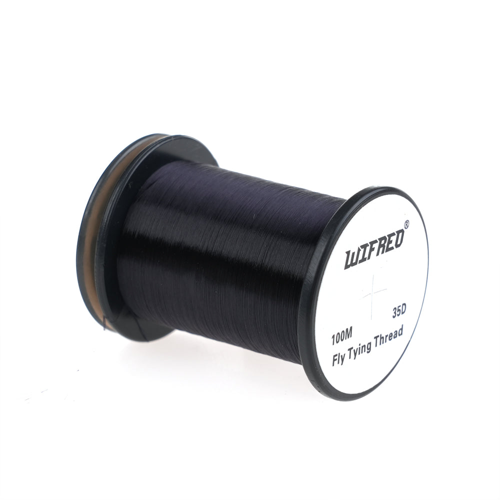 Wifreo 35D nylon fly tying thread in black, 100m single spool