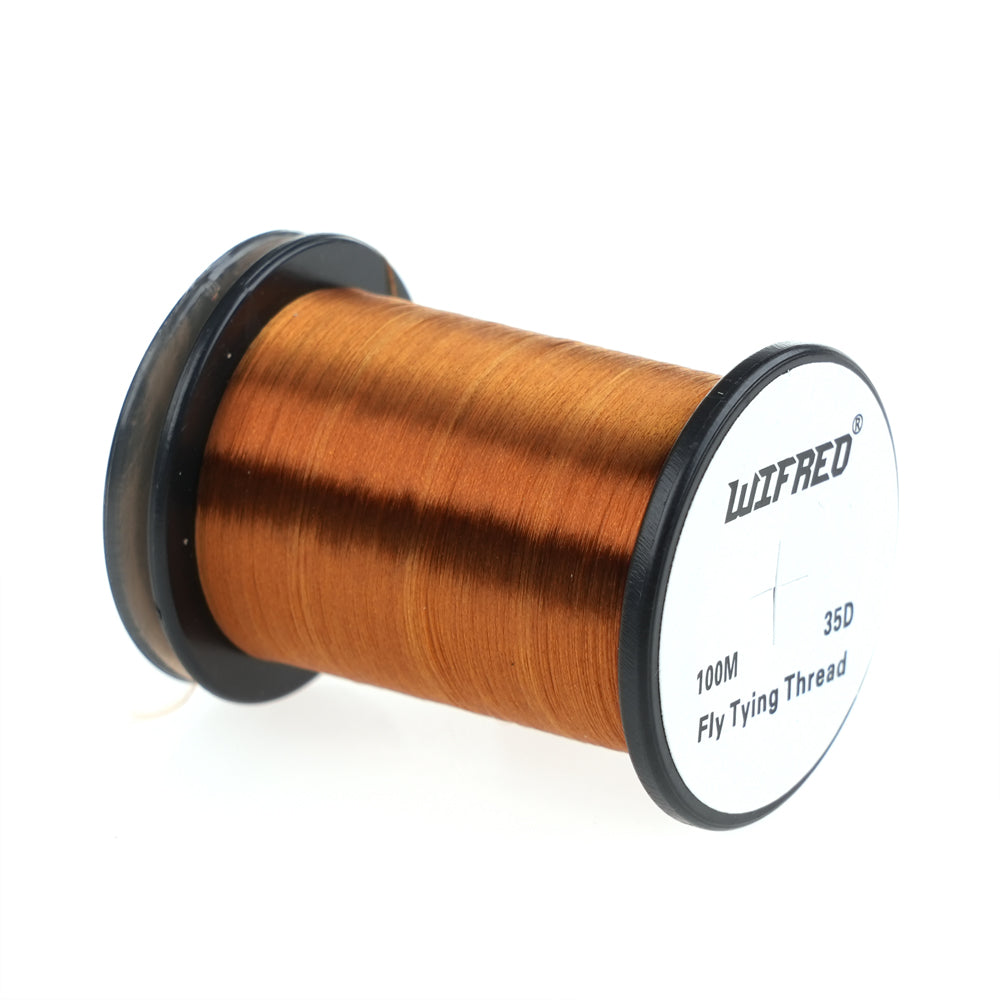 Wifreo 35D nylon fly tying thread in brown, 100m single spool