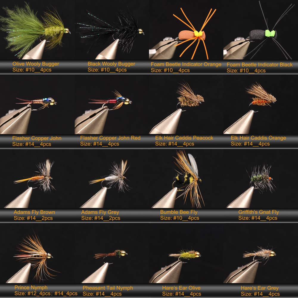 28/40/64/92/120pcs, Dry/Wet/Nymph/Streamer Flies Assortment