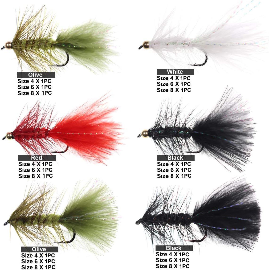 30/90PCS Wooly Bugger Streamer Assortment