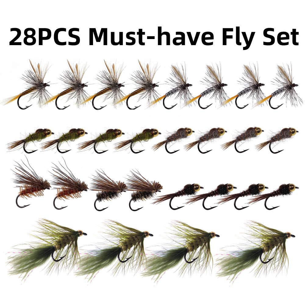 28/40/64/92/120pcs, Dry/Wet/Nymph/Streamer Flies Assortment