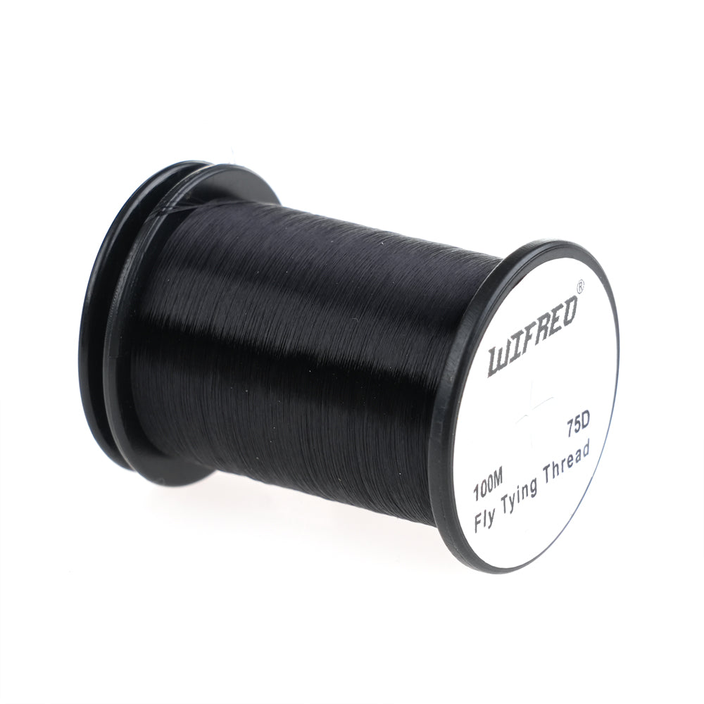 Wifreo 75D nylon fly tying thread in black, 100m single spool