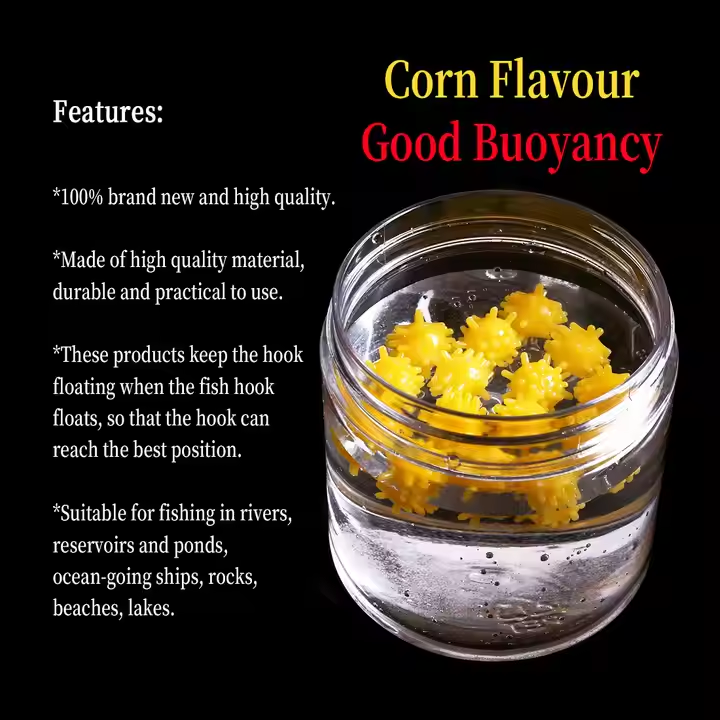 Carp Pop-Up Boilies - Silicone Corn Baits for Bottom Rigs, Salt/Freshwater