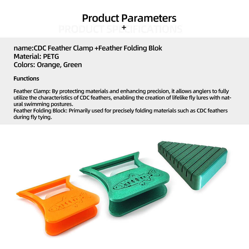 PETG Material CDC-3D Clamp Feather Folding Blok Feather Hackle Pliers Fishing Accessories