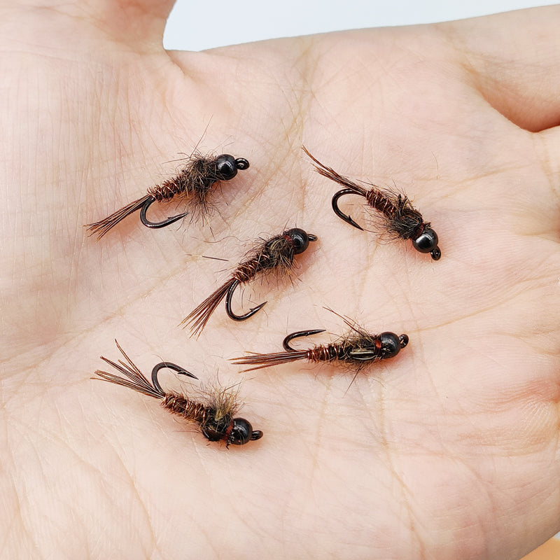 Copper-headed Pheasant Tail Nymph Fast Sinking Lifelike Wet Nymph Fly for Trout Fishing Lures Baits