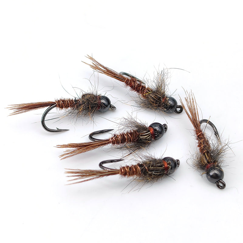 Copper-headed Pheasant Tail Nymph Fast Sinking Lifelike Wet Nymph Fly for Trout Fishing Lures Baits