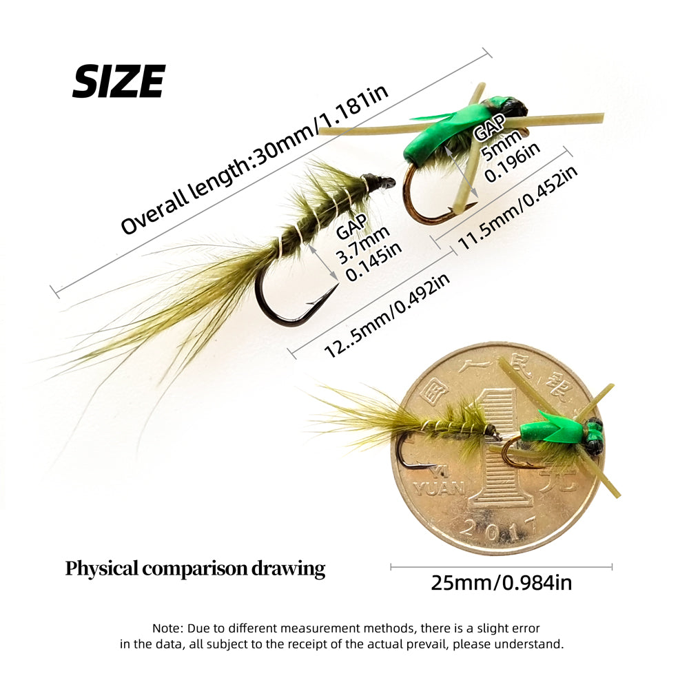 Damselfly Double-hook wet fly fishing lure (for fly fishing and lure fishing)artificial fly bait.