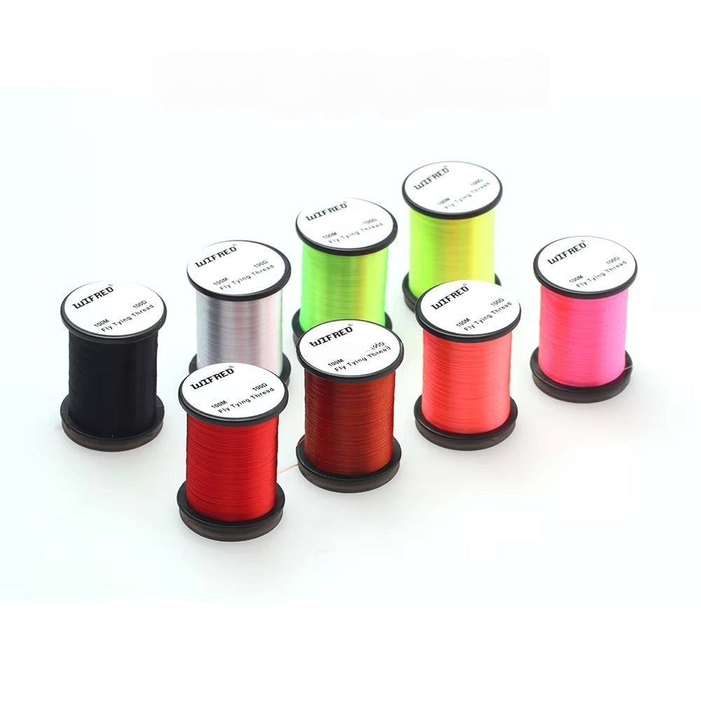 Wifreo 100D nylon fly tying thread, eight-color assortment on 100m spools