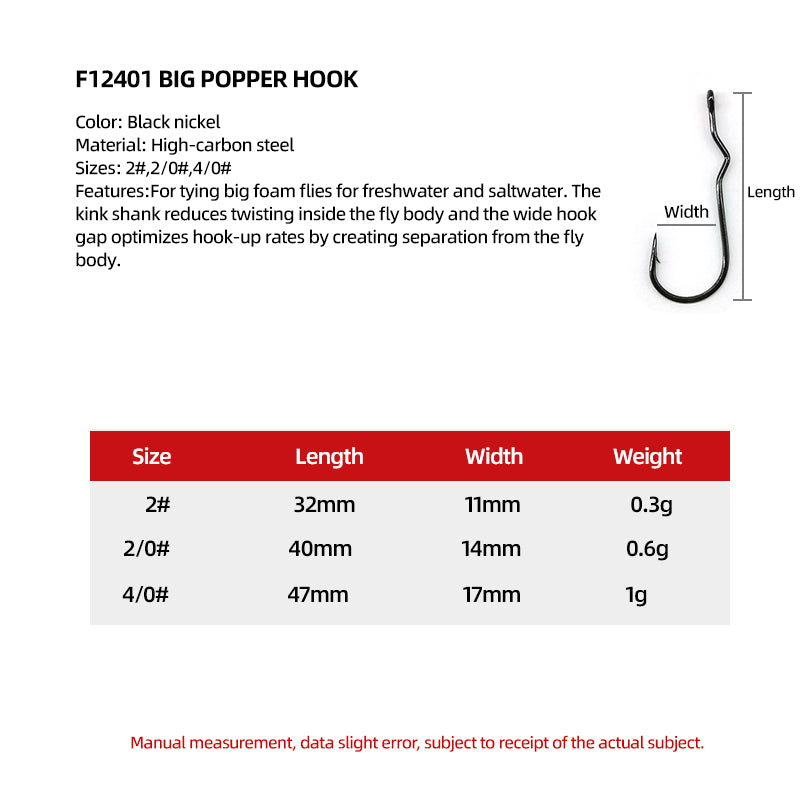 High-carbon Steel Twisted Shank Design Big Popper Hook Fly Tying Hook Fishing Accessories