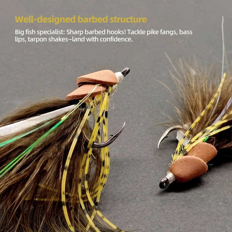 High-carbon steel hook foam streamer lure for sea bass in rivers & lakes