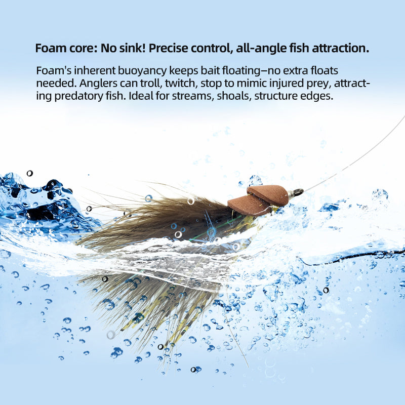 High-carbon steel hook foam streamer lure for sea bass in rivers & lakes