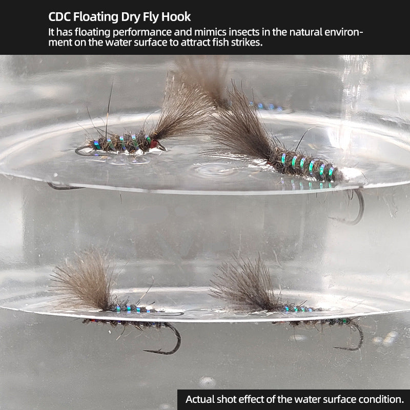 CDC Dry Fly Lure Hand-Tied with Genuine CDC Fibers Sharp Hook & Lifelike Insect Shape Fly Fishing