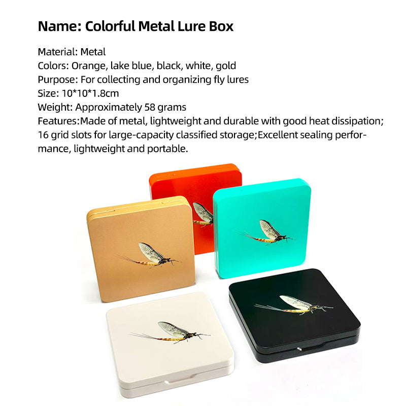 Colorful Metal Dry Fly Bait Essential Fly Fishing Tools & Accessories Box Included