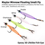 Mylar Minnow Epoxy 3D Fish Eye Floating Smelt Flies