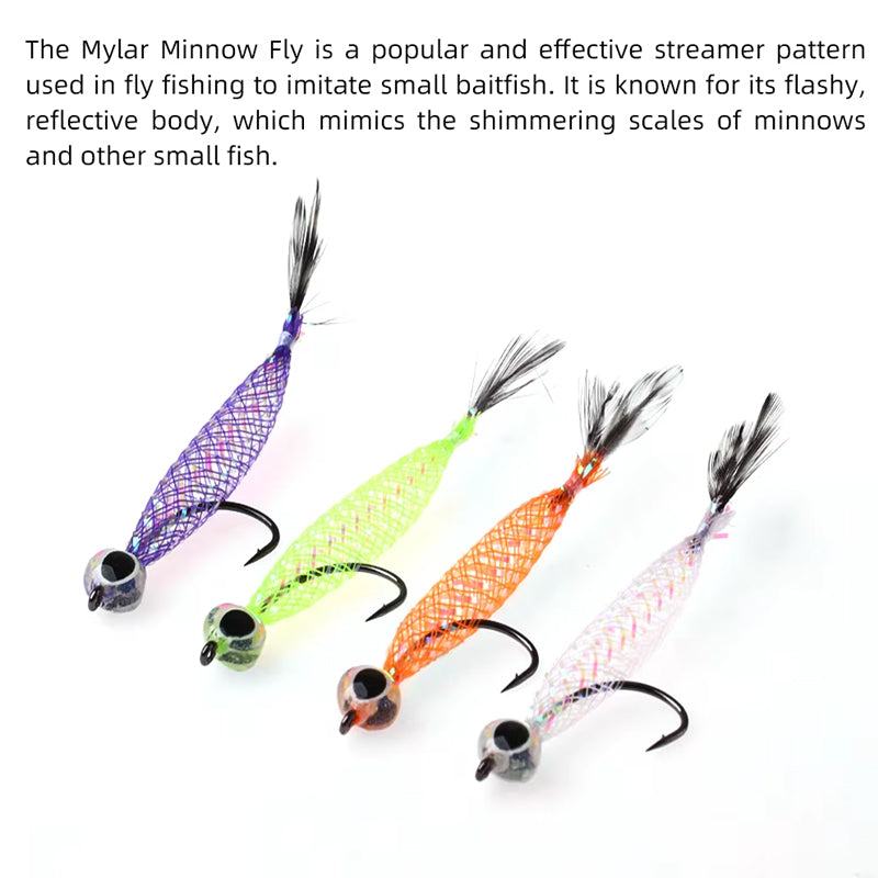 Mylar Minnow Epoxy 3D Fish Eye Floating Smelt Flies