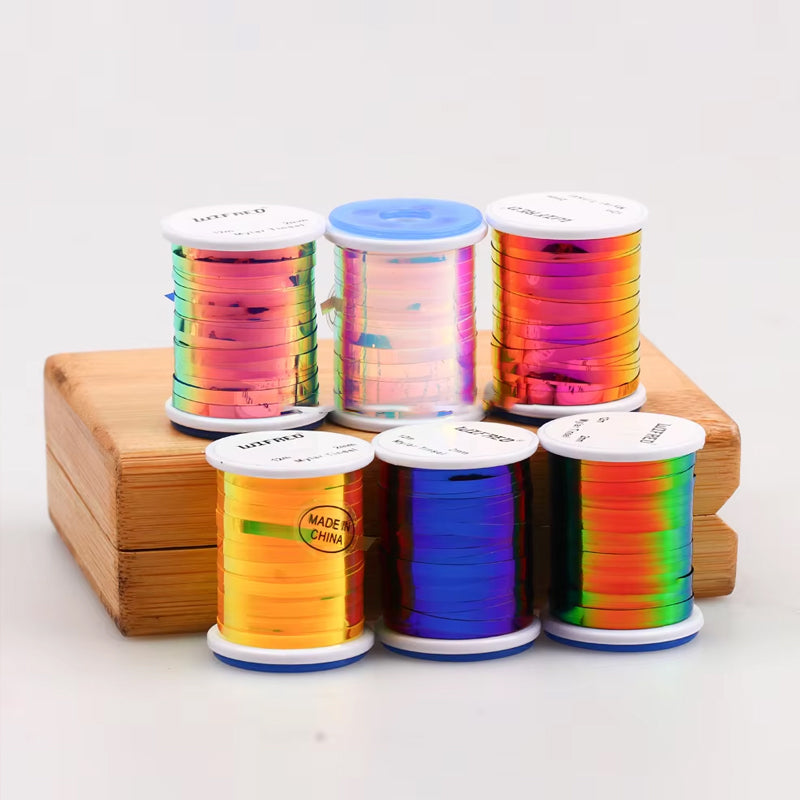 2-Millimeter-Wide Flat Flashy Polyester Film Wire Fishing Bait Fly Tying Material