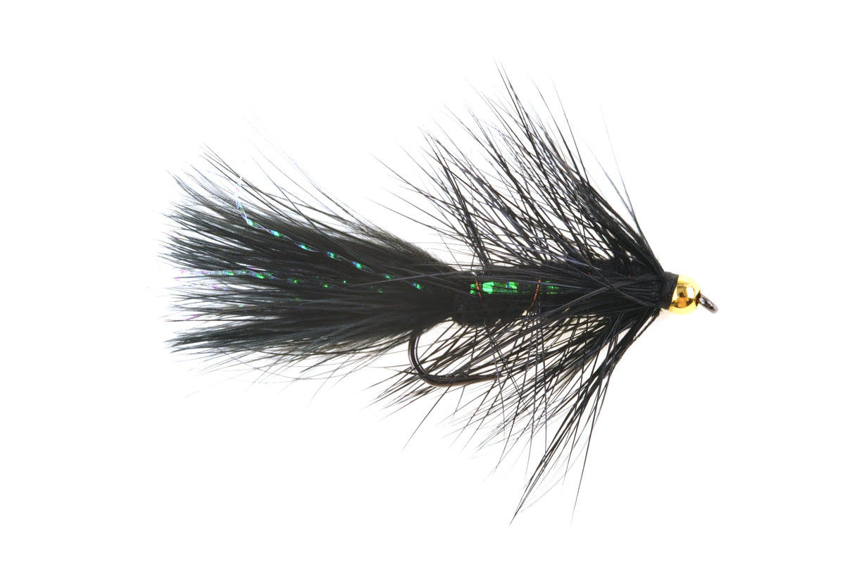 Product photo of the Black Brass Bead Woolly Bugger, WIFREO style WY267A
