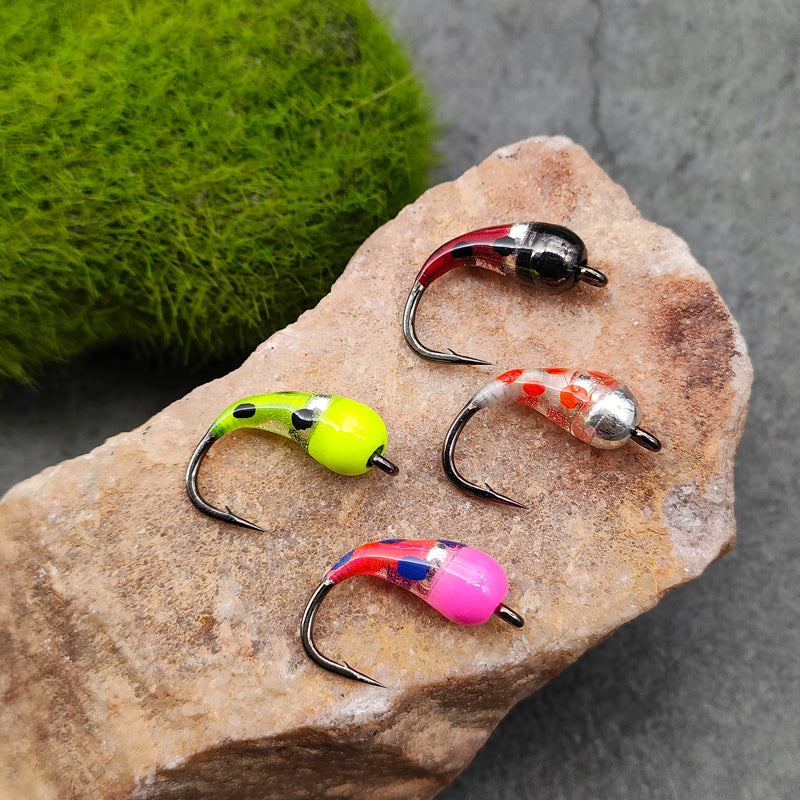 Fly Fishing Brass Bead Head Nymph Scud Bug Ice Fishing Worm Fly Caddis Larvae Insect Baits Trout Bass Fishing Lures