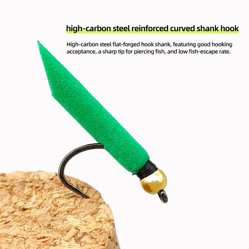 Hand-tied  Bait Fly Fishing Lure-Copper-headed Foam Nymph for Saltwater Fishing Bream & Bass