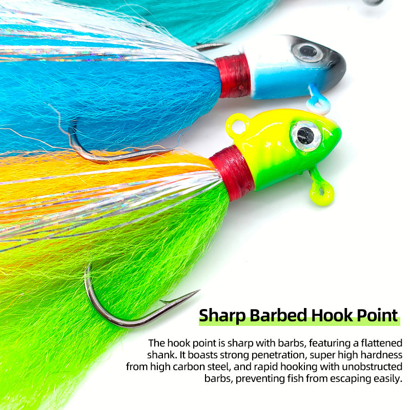 High Carbon Steel Barbed Hooks Fishing Jig Head Lure Flasher Salmon/Saltwater Freshwater Fast Sinking Artificial