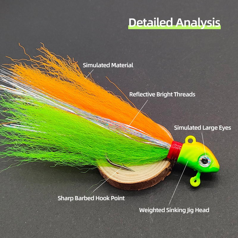High Carbon Steel Barbed Hooks Fishing Jig Head Lure Flasher Salmon/Saltwater Freshwater Fast Sinking Artificial