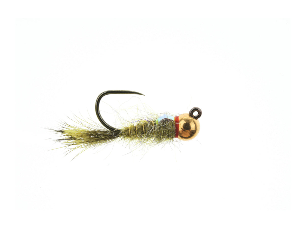 Product photo of the Olive Flashback Hare's Ear Jig – Tungsten Bead, WIFREO style XY071C