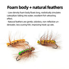 Bionic Artificial Dry Fly Lure Foam Floating Caterpillar Fly Hook for Fly Fishing Attracts Freshwater Fish Rivers Lakes