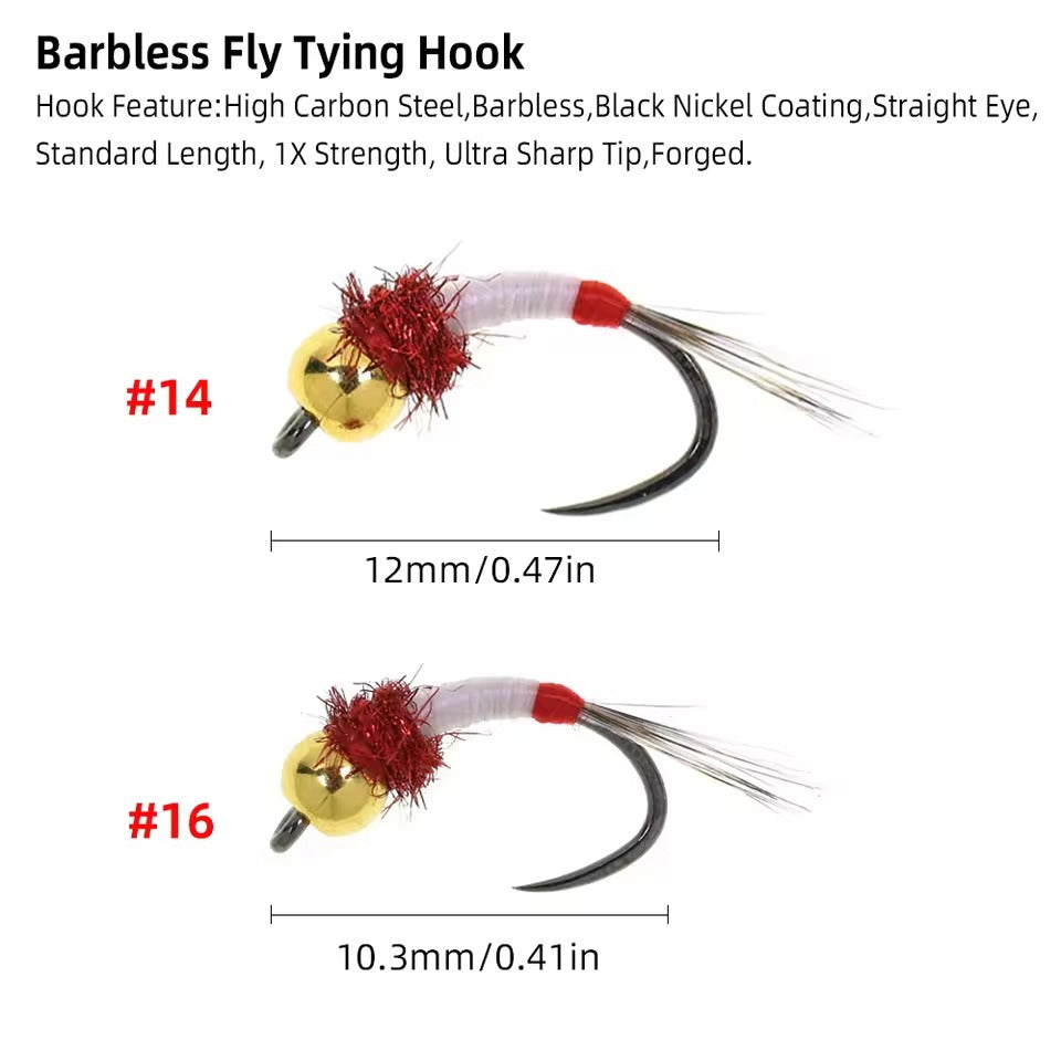 Brass Bead Head Wet Nymph Barbless Fly Tying Hook Midge Nymph