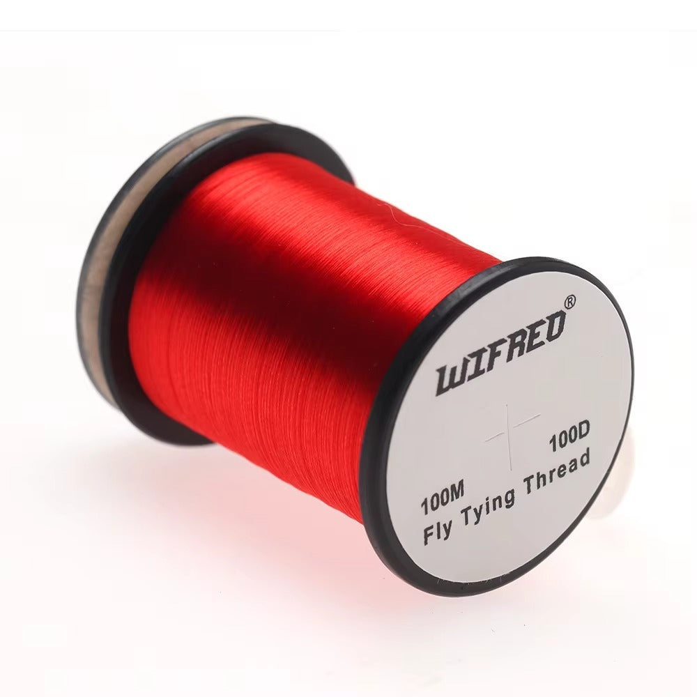 Wifreo 100D nylon fly tying thread in red, 100m single spool