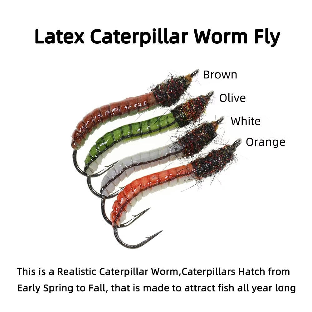 Realistic Latex Worm Fly Latex Body Luminous Artificial Larva Bait