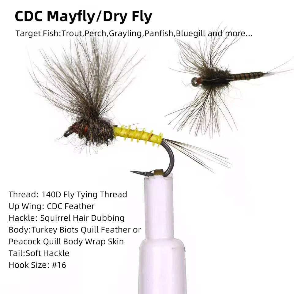 Cdc Wing Mayfly Barbed Fly Tying Hook Dry Fly Artificial Insect Bait