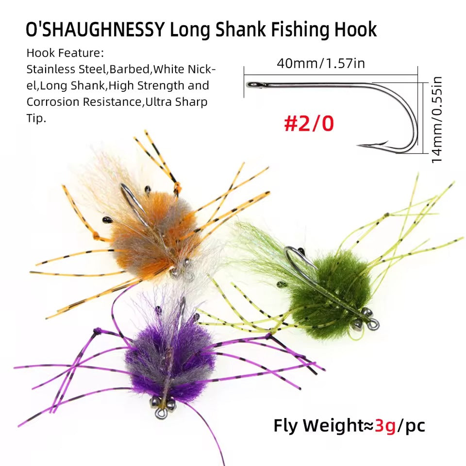 Fly Dumbbell Eyes Artificial Crab Bait Fly Fishing Flies saltwater Fishing Flies Bonefish Permit Striped Bass Fishing Lures
