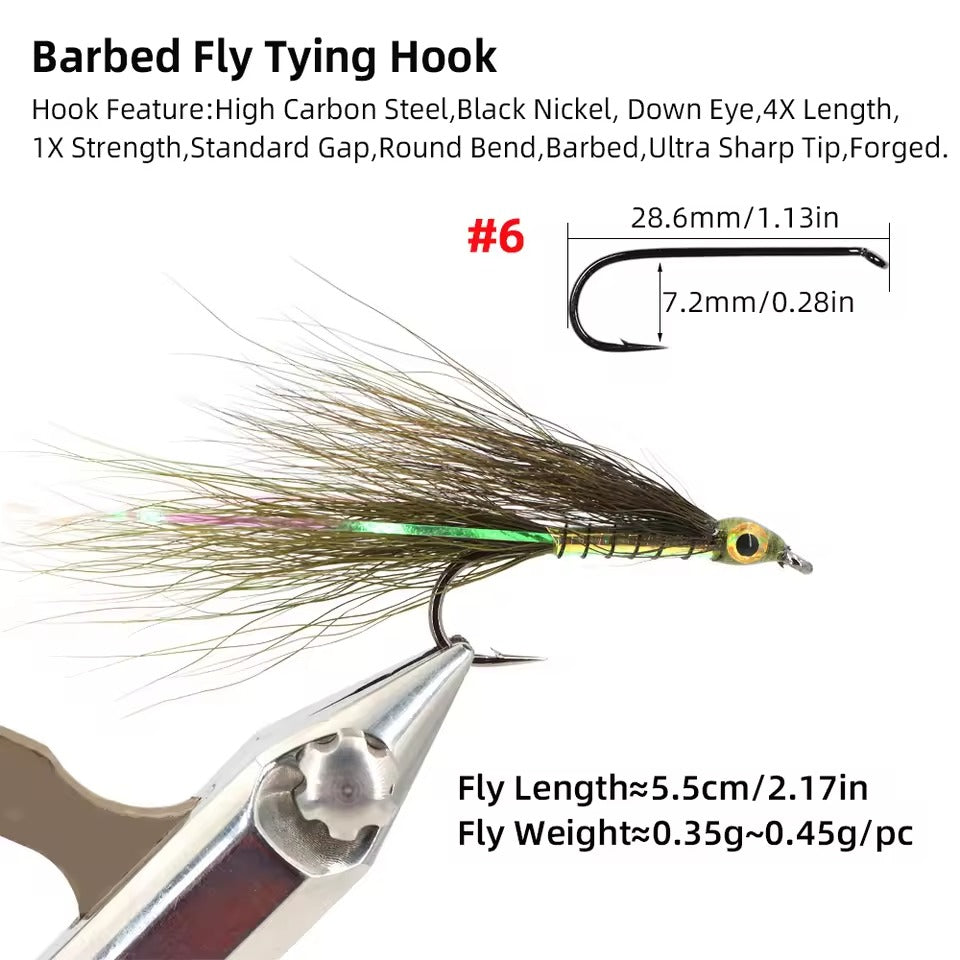 Baitfish-Style Epoxy 3D Eye Bucktail Streamer Hook