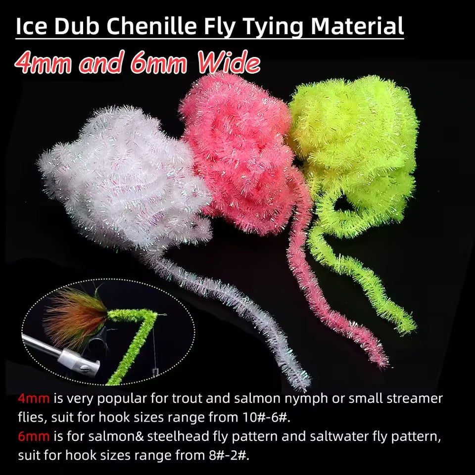 Ice Dub Chenille Cactus Chenille Fly Tying Material 6 Colors