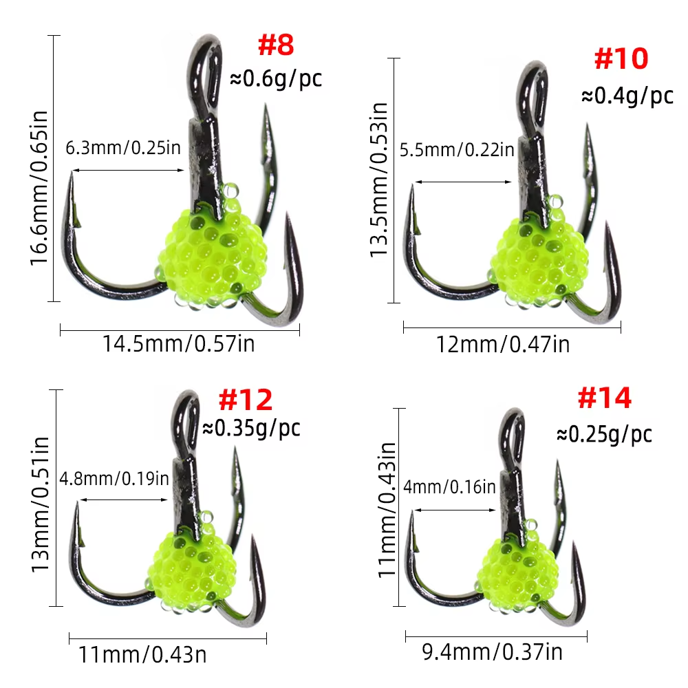 Winter Ice Fishing Treble Hook High Carbon Steel Three-jaw Hook Ice Sinking Bait Freshwater Saltwater Fishing Tackle