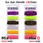 Ice Dub Chenille Cactus Chenille Fly Tying Material 6 Colors
