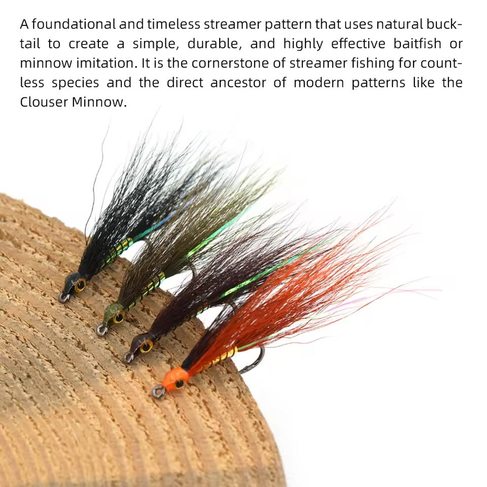 Baitfish-Style Epoxy 3D Eye Bucktail Streamer Hook